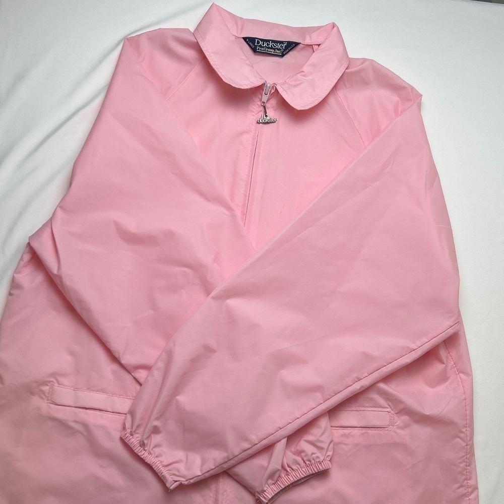 Duckster Womens Windbreaker Raincoat Pink Size XL 80s Retro Vintage Spring Light - Picture 4 of 8